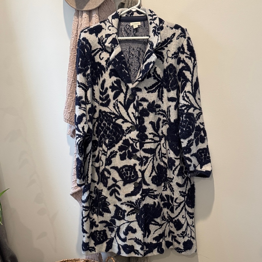 Floral Patterned Cardigan Coat